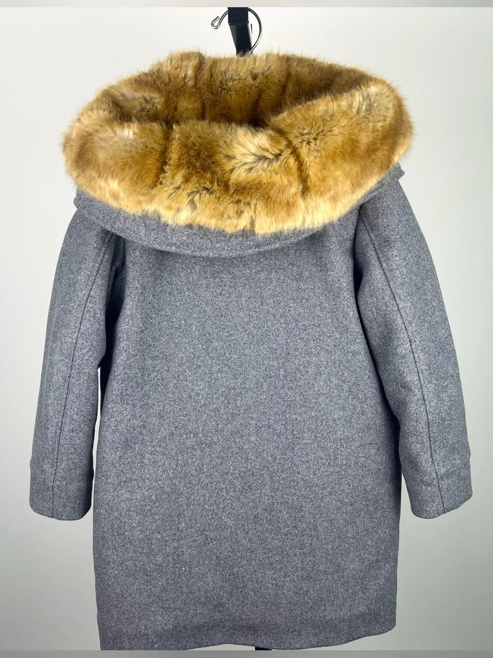 Chloé Girls Wool Fur Hooded Coat/Jacket, Gray, Size 8